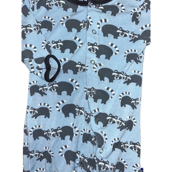 Kickee Pants All-Over Raccoon Print Coveralls Size 3-6 Months - Picture 2 of 5
